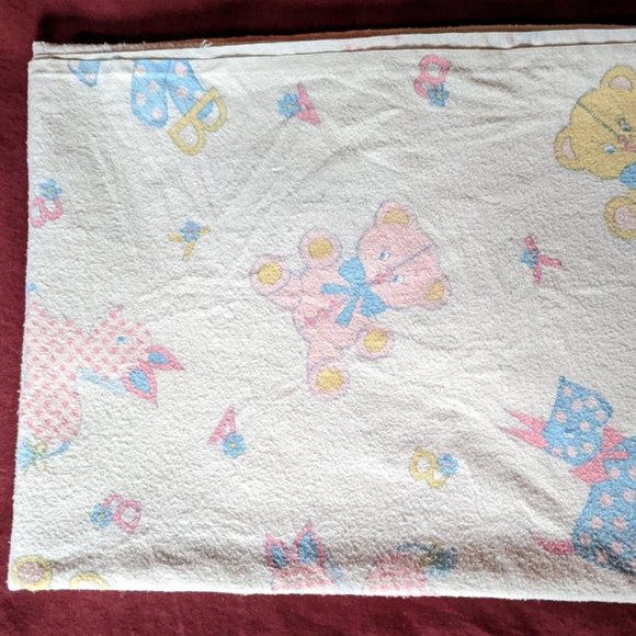Vintage Flannel Receiving Blanket - Scotty Dogs and Teddy Bears - c mid-1970s - Picture 1 of 3